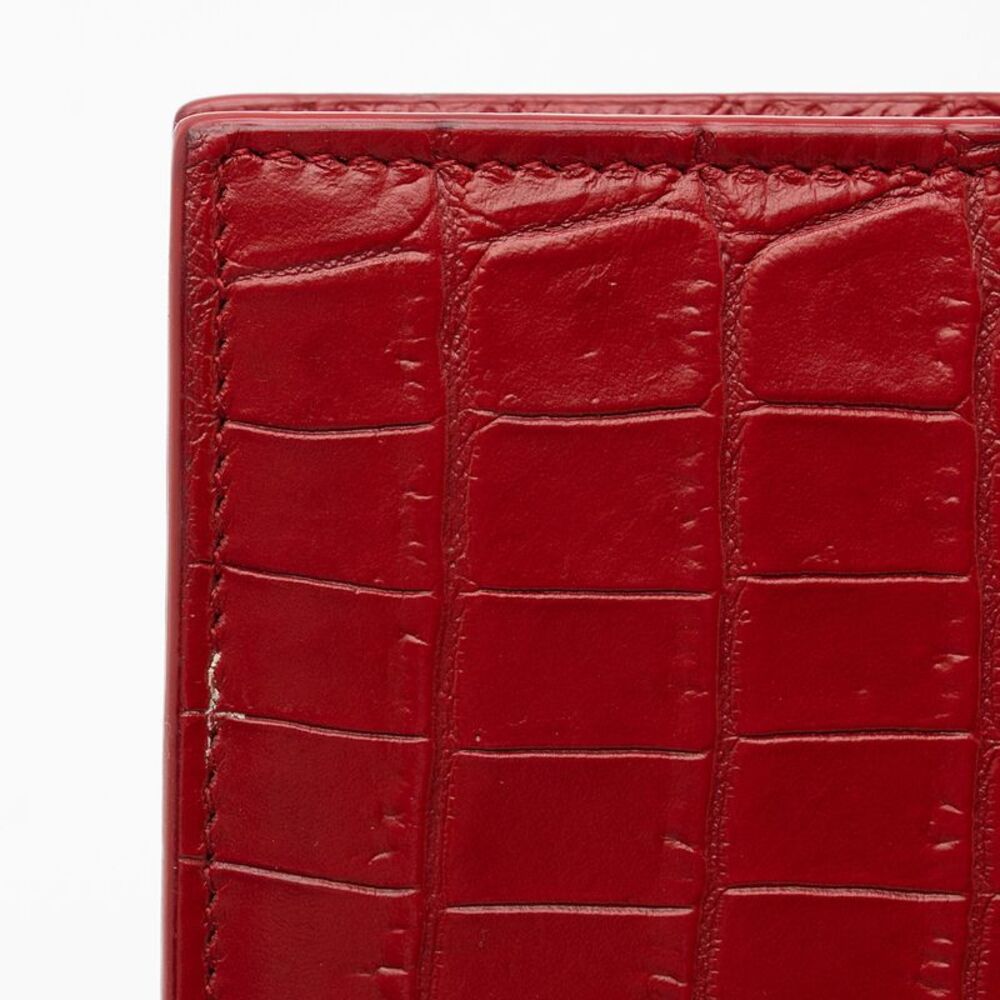 Saint Laurent Croc Embossed Leather Monogram Kate Tassel Chain Wallet - Picture 12 of 14